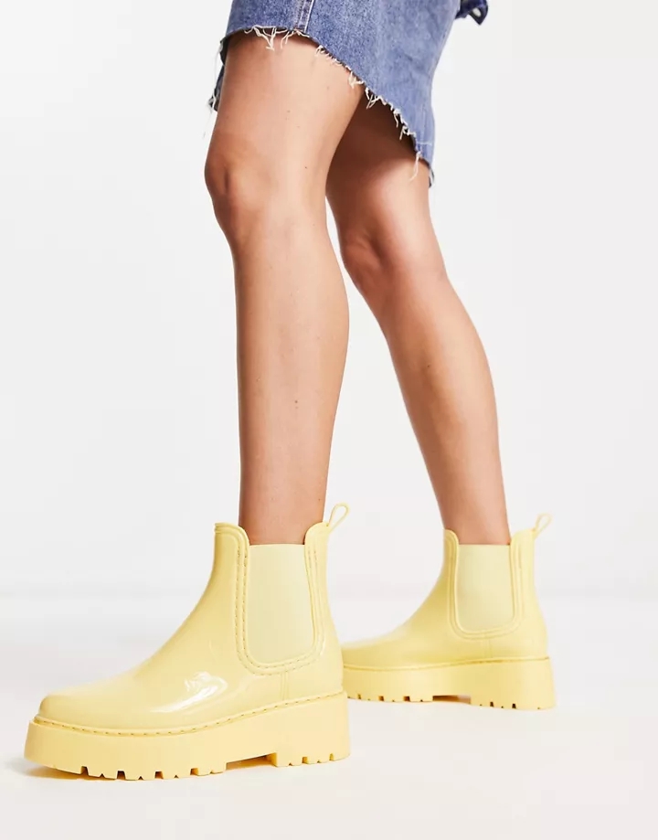 Botas de agua estilo Chelsea color amarillo pastel con 