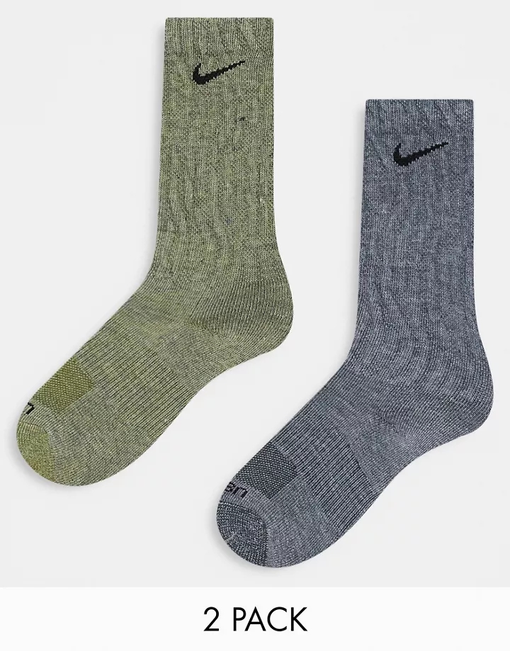 Pack de 2 pares de calcetines de color caqui y gris aco