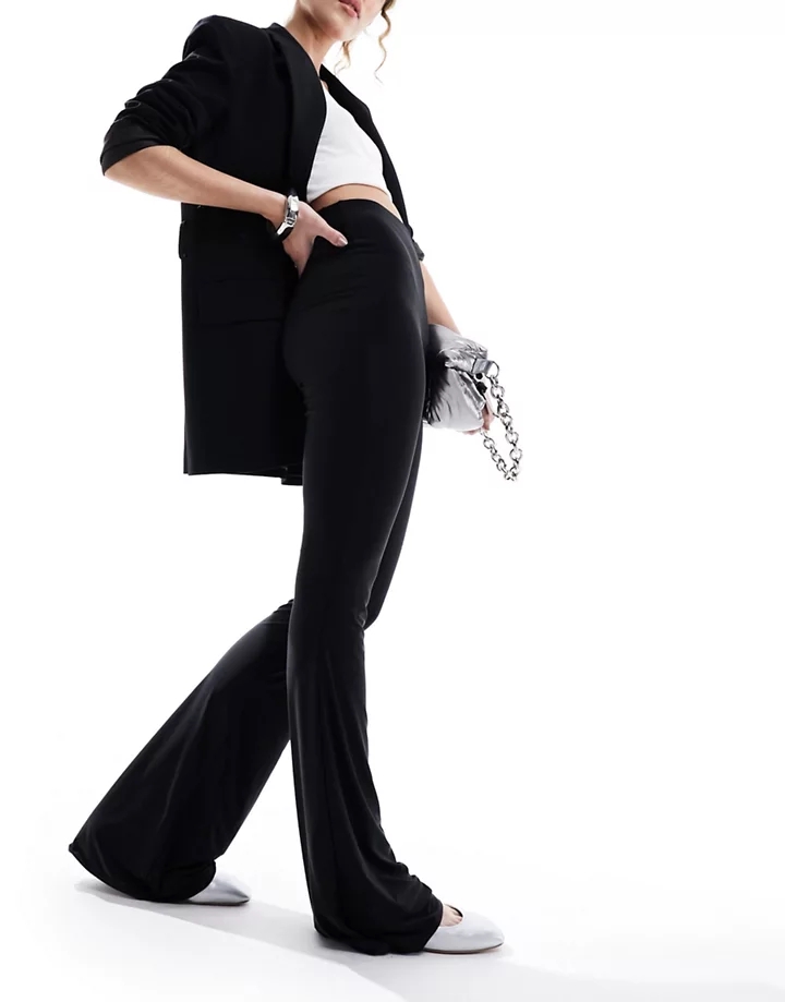 Pantalones de campana negros ajustados de talle alto estilo dos capas con diseño moldeador de DESIGN Negro BgN0bEC2