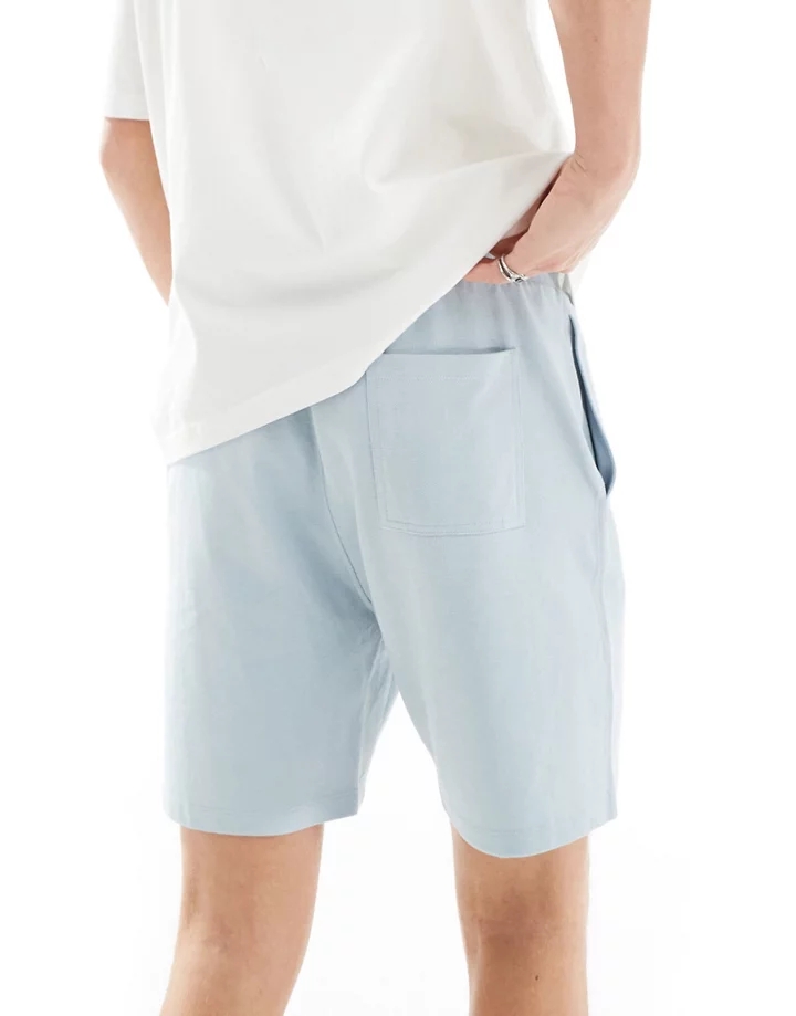 Pantalones cortos azul medio de corte slim de piqué de DESIGN Niebla azul BlTcknl5
