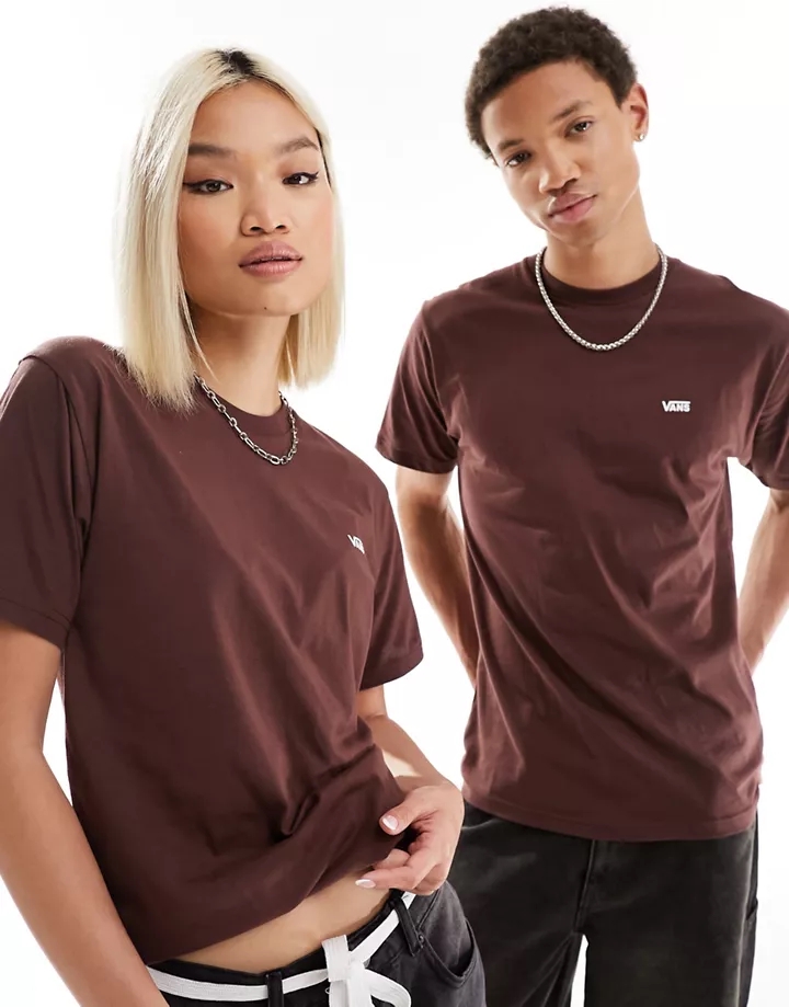 Camiseta marrón con logo en el pectoral izquierdo MN de Vans Chocolate/blanco Bm8yMSXA
