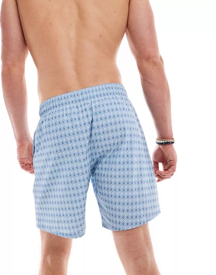 Shorts de baño de 7 Patrón geométrico azul BwCSaG14