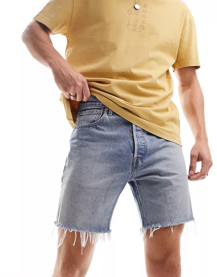 Pantalones cortos vaqueros azul claro lavado 93 501 de 