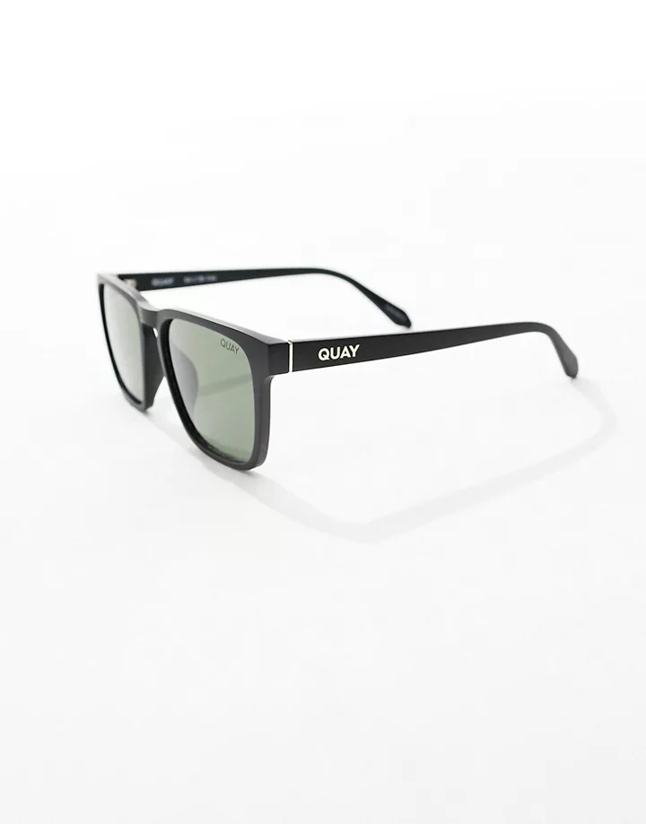 Gafas de sol negras cuadradas con lentes polarizadas Unplugged de Quay Negro mate C1wldh0X