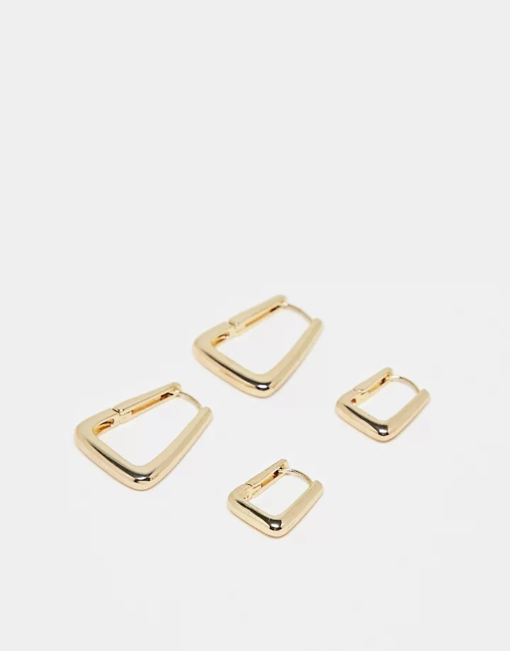 Pack de 2 pares de pendientes de aro dorados con diseño