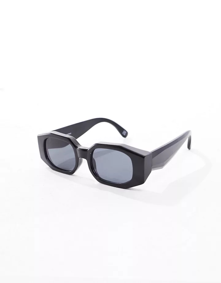 Gafas de sol negras con montura gruesa rectangular en ángulo de DESIGN Negro C9mxtBLD