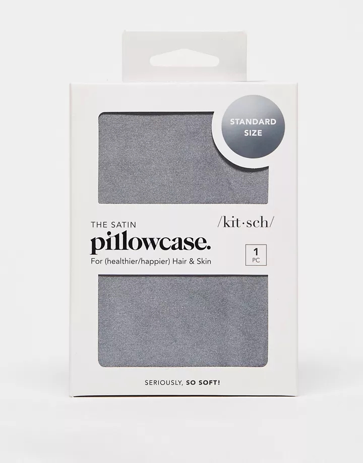 Funda para almohada color gris carbón de satén de Kitsc
