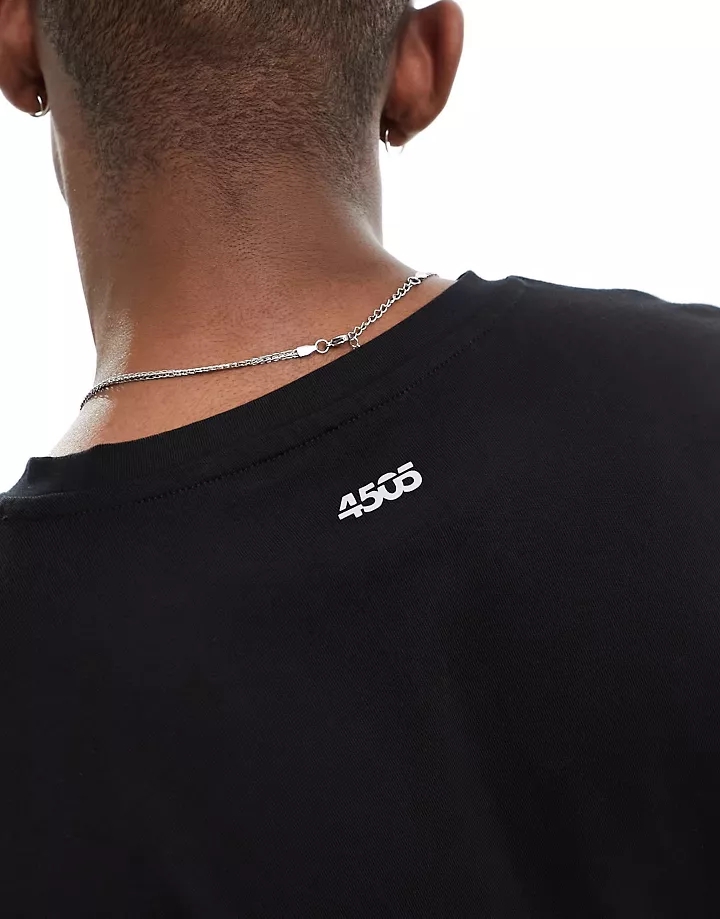 Camiseta deportiva negra extragrande de tejido de secado rápido Icon de 4505 Negro CJoccejx