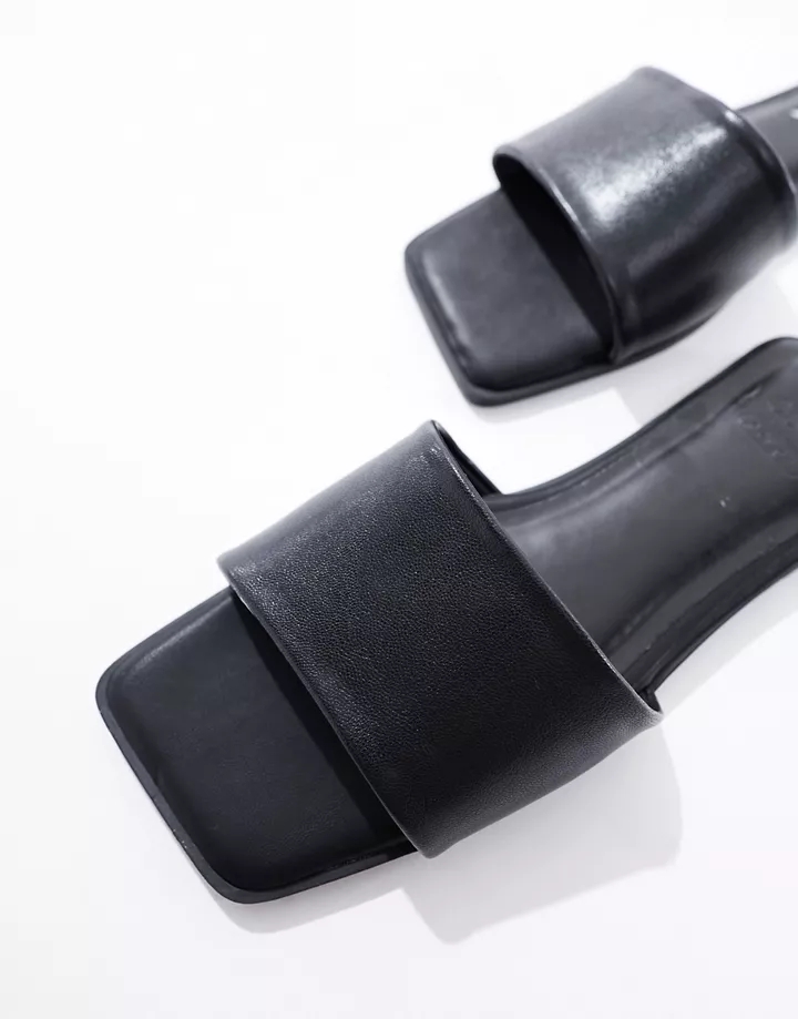 Sandalias negras planas con puntera cuadrada Fig de DESIGN Wide Fit Poliuretano negro CLpij60d