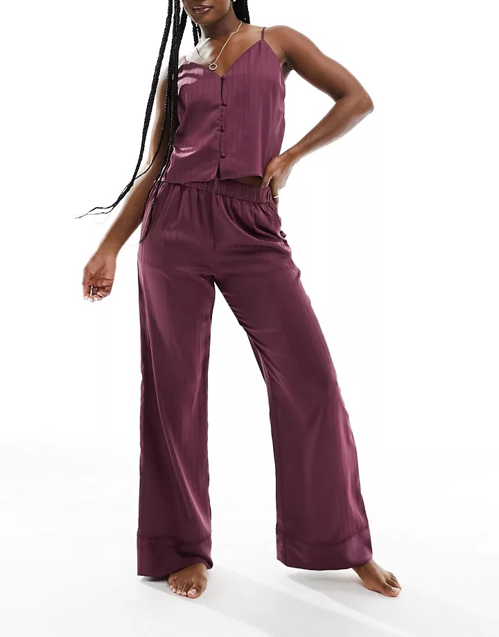 Pantalones de pijama morados a rayas de satén de Abercrombie & Fitch (parte de un conjunto) Violeta rojizo CX8pJIge