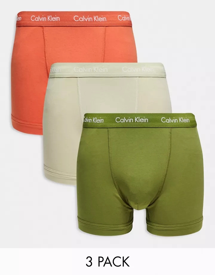 Pack de 3 calzoncillos de color verde, beis y óxido de Calvin Klein Verde/beis/óxido Cod3Qbas