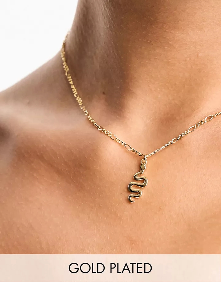 Collar con colgante de serpiente chapado en oro de 14 quilates de DESIGN Dorado Cv1xgnom