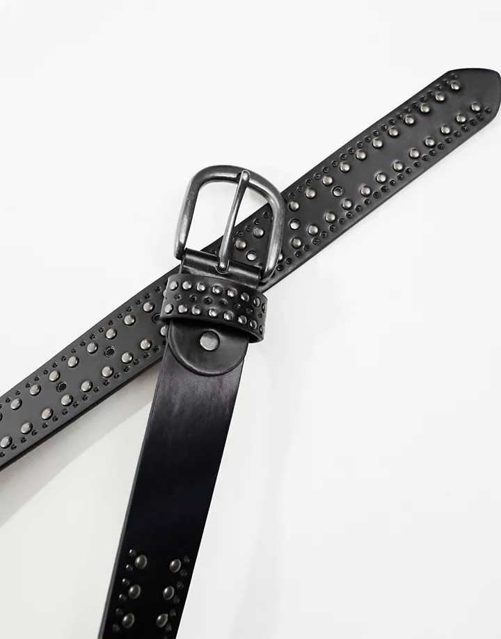 Cinturón negro de cuero sintético con tachuelas de DESIGN Negro D4qFvLPE