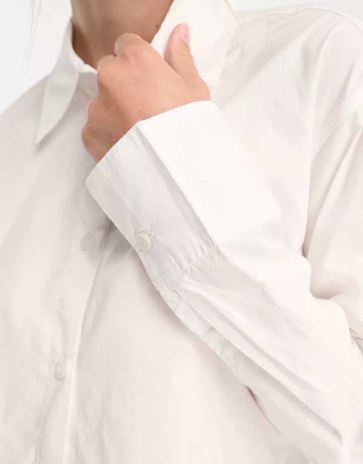 Blusa blanca de manga larga de algodón de Monki Blanco D8xYJQqk
