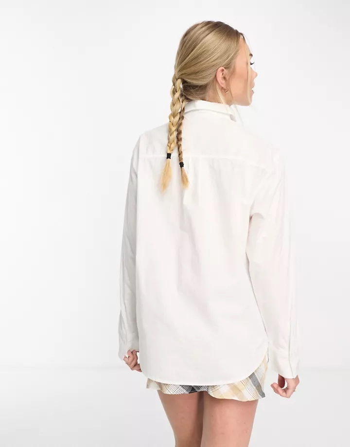 Blusa blanca de manga larga de algodón de Monki Blanco D8xYJQqk