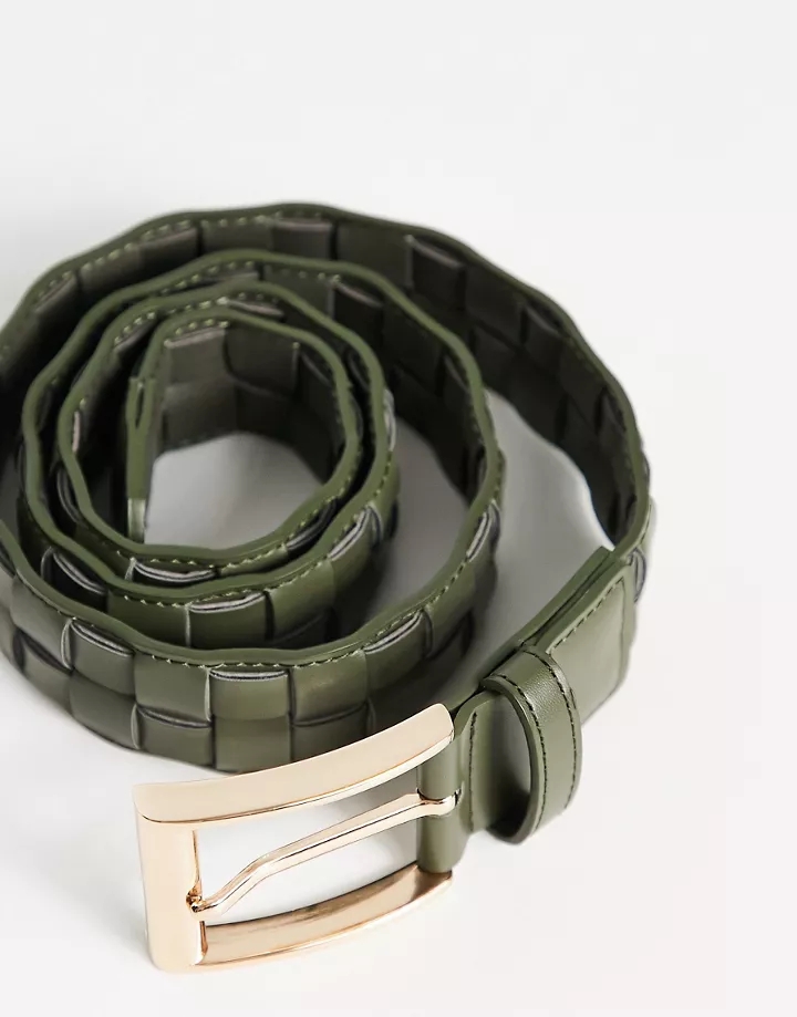 Cinturón caqui con diseño trenzado grueso de cuero sintético de DESIGN Caqui DF7PV4AX