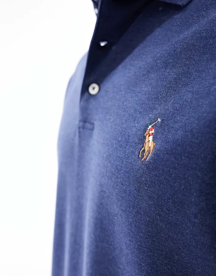 Polo azul marino jaspeado de corte slim con logo de algodón pima de Polo Ralph Lauren Marga marino DGKkGUWP