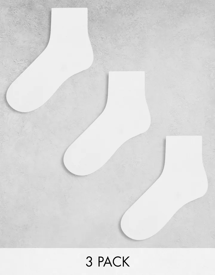 Pack de 3 pares de calcetines deportivos blancos con su