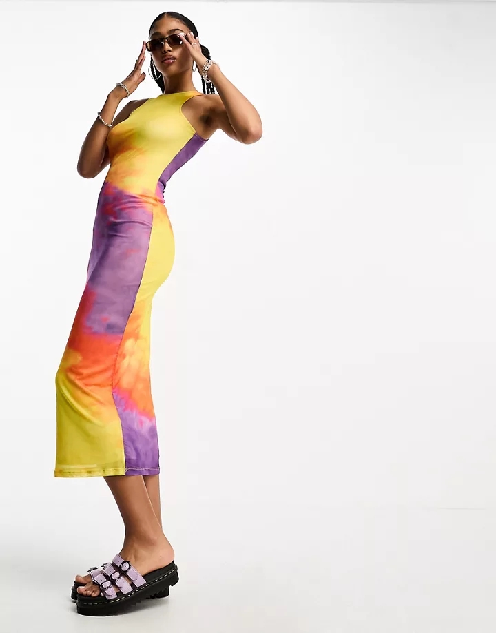Vestido largo multicolor con efecto tie dye de malla de JJXX Sombreado multicolor E7uJd9cA