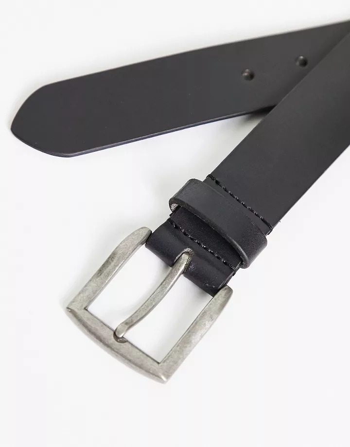 Cinturón de cuero con hebilla en negro de Pieces Black E8PLG6Y9