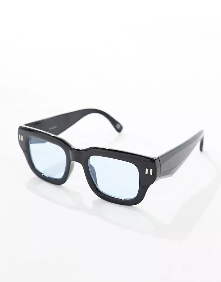Gafas de sol negras cuadradas con lentes azules de DESIGN Negro EBwjBifn