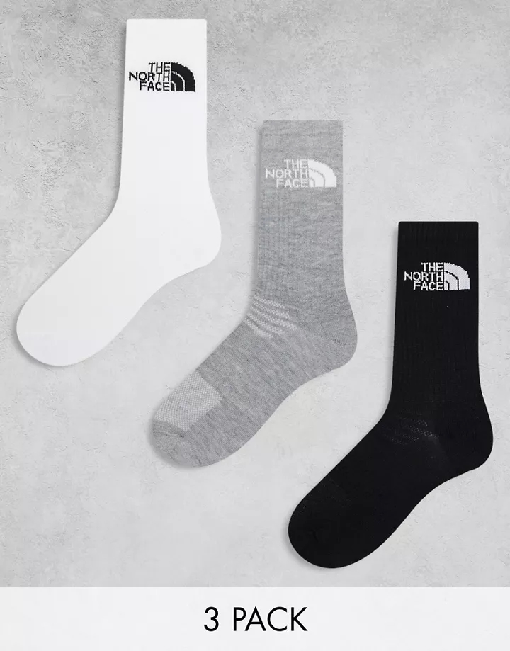 Pack de 3 pares de calcetines de color blanco, gris y negro con logo Simple Dome de The North Face Gris EDQ9bAH1