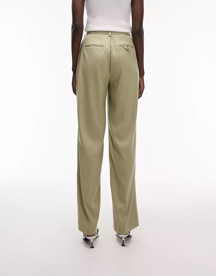 Pantalones verde salvia de corte recto holgado con detalle de bolsillo en la parte trasera de Topshop Tall (parte de un conjunto) Verde salvia EEWIwMTt