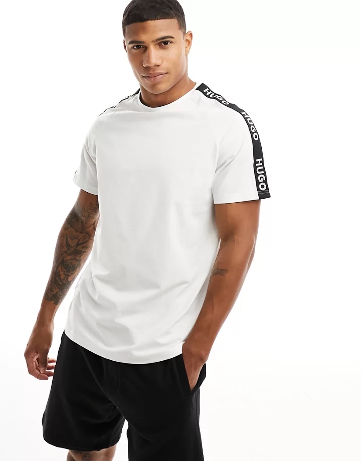 Camiseta blanca con logo deportivo de HUGO Bodywear Blanco EFcsXsA0