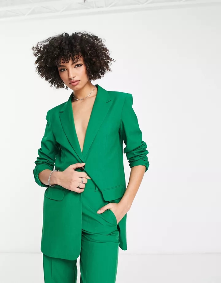 Americana de traje verde de corte slim masculino Mix & Match de DESIGN Tall Verde EHCiQAI1