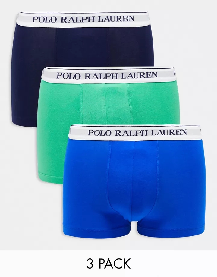 Pack de 3 calzoncillos de color azul marino, verde y azul de Polo Ralph Lauren Pack de 3 calzoncillos EHZ3AfWN