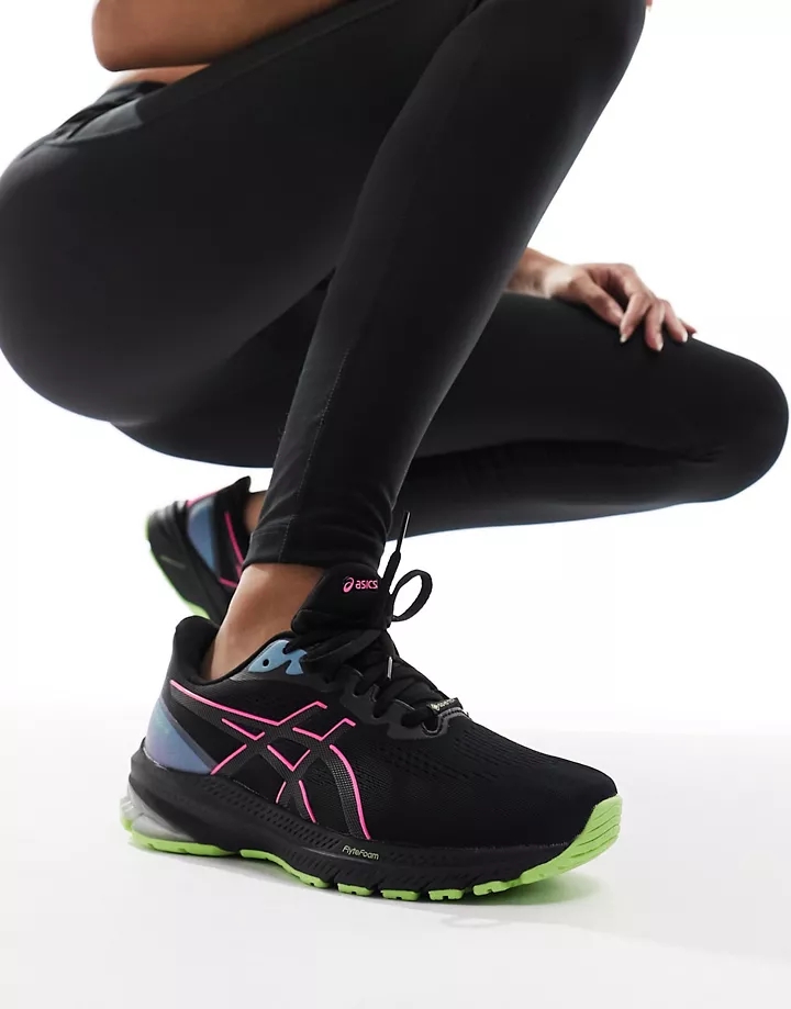 Zapatillas de deporte negras y rosas con estabilidad GT