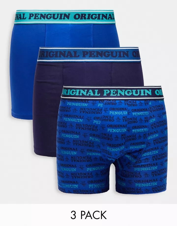 Pack de 3 bóxers de color azul y azul marino con logo de Original Penguin Azul/marino EPQSfMp6