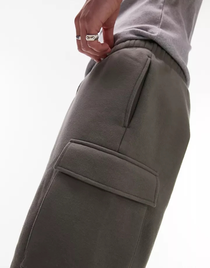 Pantalones cargo cortos caquis de Topman Verde EV9pgdoP