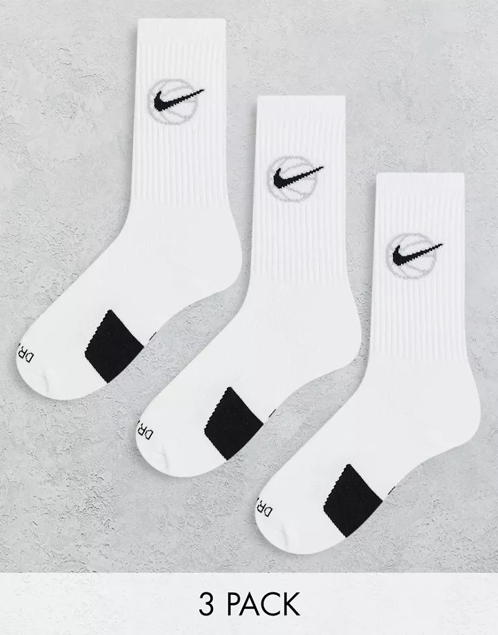 Pack de 3 pares de calcetines blancos Everyday Ball de Nike Basketball Blanco EVESA8ua