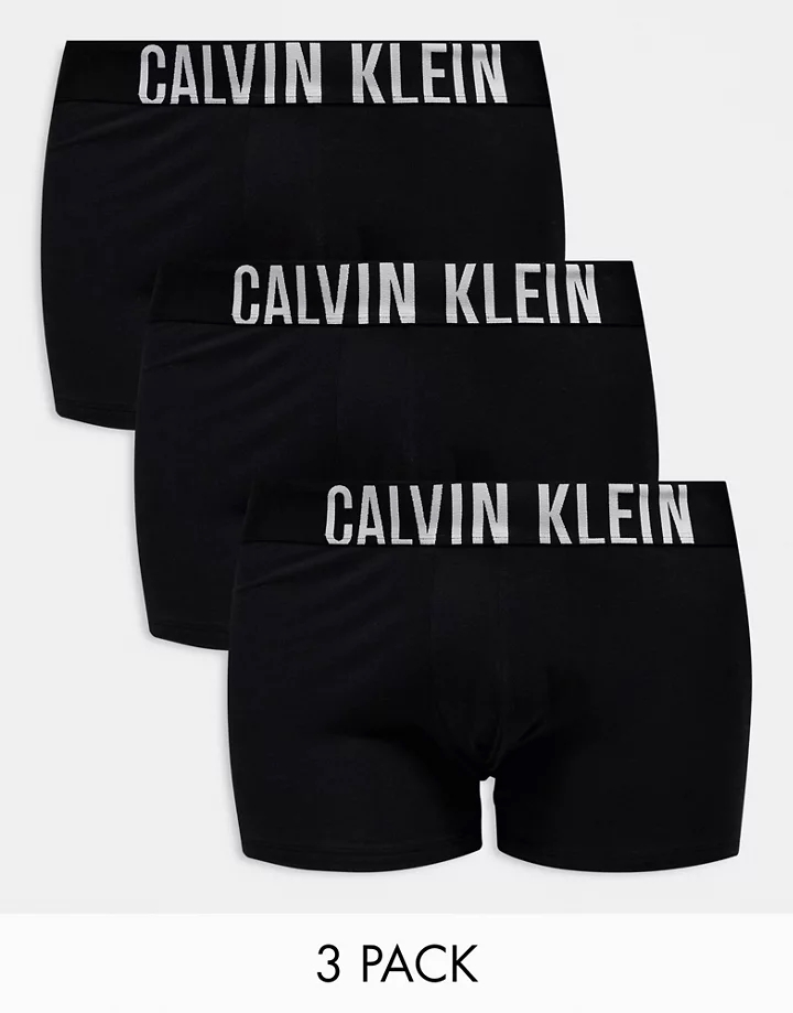 Pack de 3 calzoncillos negros elásticos de algodón Intense Power de Calvin Klein Plus Negro EdZK9pJF