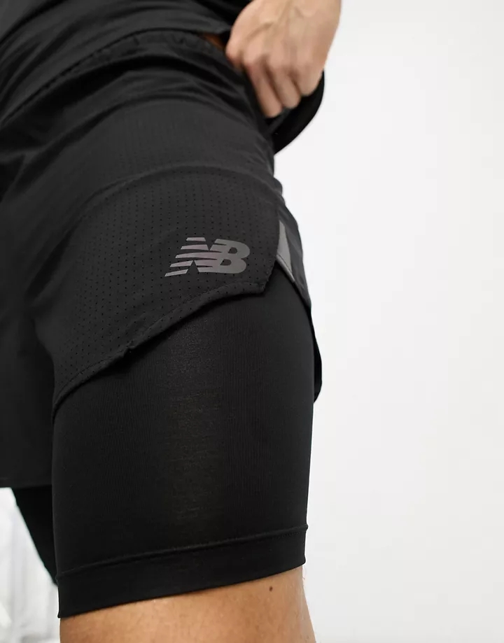 Pantalones cortos de 13 cm negros 2 en 1 Q Speed de New Balance Negro EntYlBpn
