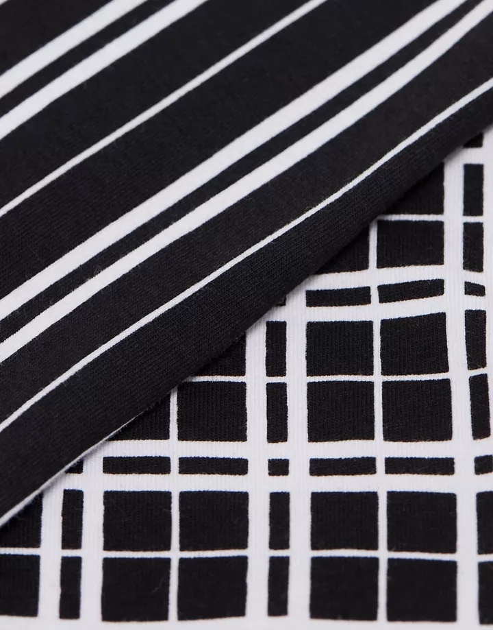 Pack de 2 calzoncillos negros con diseño a cuadros y a rayas de punto de DESIGN Negro EznPR88v