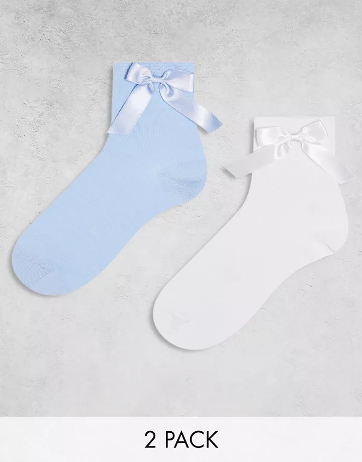 Pack de 2 pares de calcetines tobilleros de color blanc