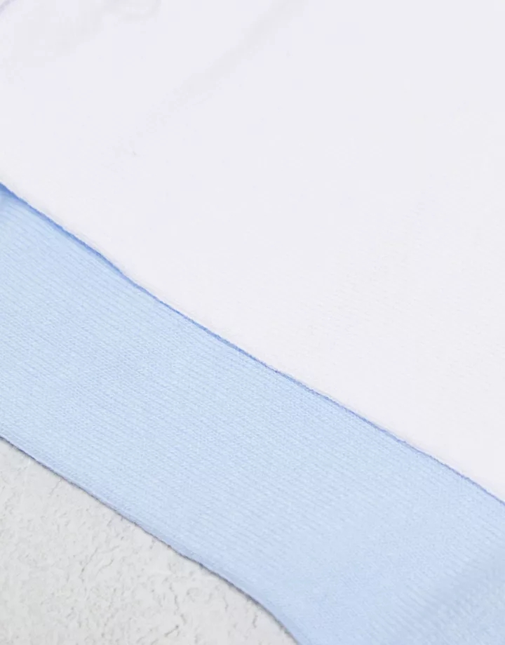 Pack de 2 pares de calcetines tobilleros de color blanco y azul con lazo de DESIGN Multicolor F1o8gBGn