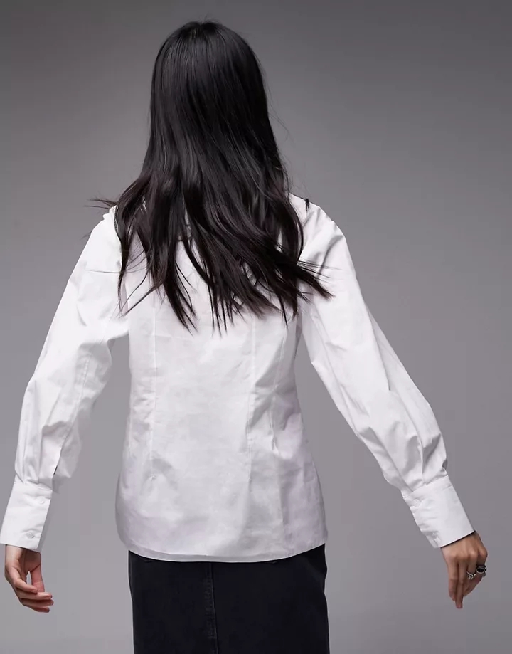Camisa blanca con cintura marcada de popelina de Topshop Blanco FB5IXoTg