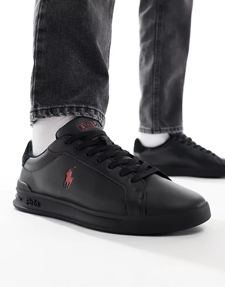 Zapatillas de deporte negras con logo rojo Heritage Court de Polo Ralph Lauren Negro/rojo pp FH9Xeost
