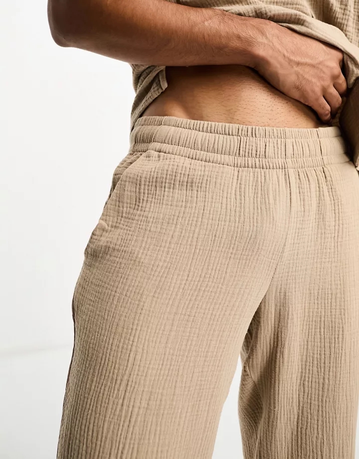 Pantalones color arena de corte suelto con textura de punto de arroz de Jack & Jones (parte de un conjunto) Loza FMbQsE3w