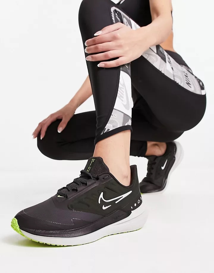 Zapatillas de deporte negras Air Winflo 9 Shield de Nike Running Negro FYbQb2Bn