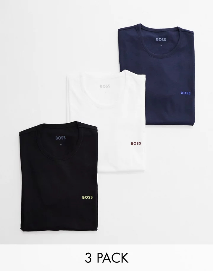 Pack de 3 camisetas de color negro, azul marino y blanco clásicas de BOSS Bodywear Negro/azul marino/blanco Fb5OVJLy
