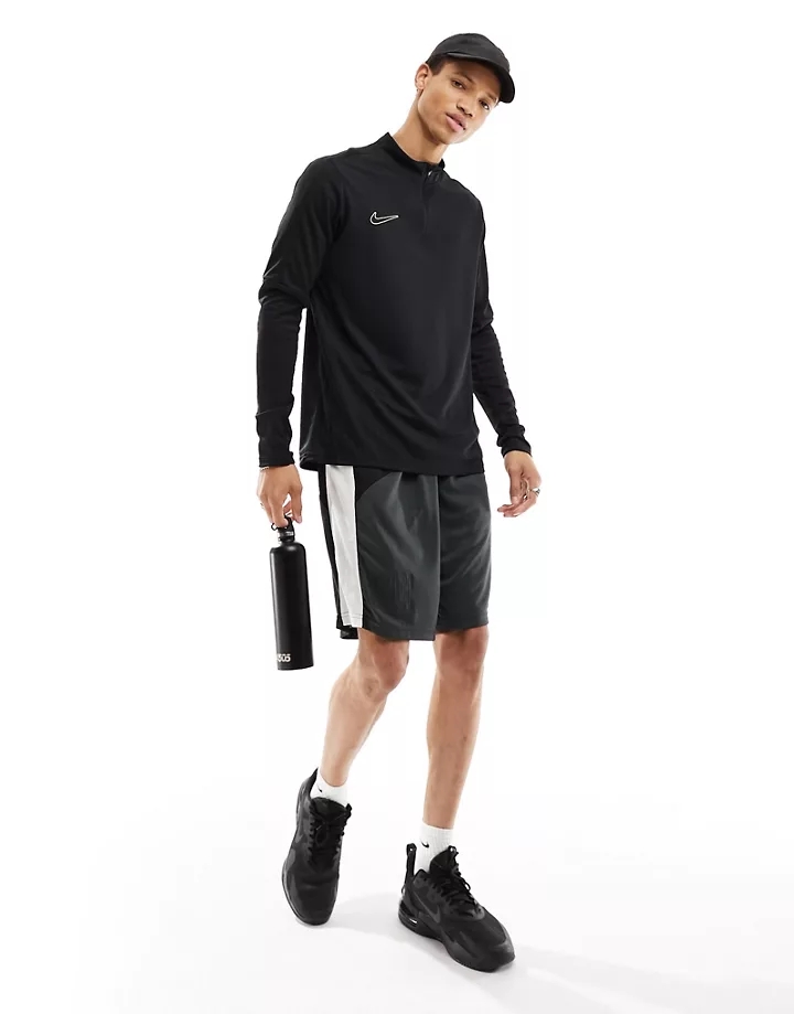 Camiseta deportiva negra con media cremallera y diseño de paneles Dri-FIT Academy de Nike Football Negro FhCGzL5s