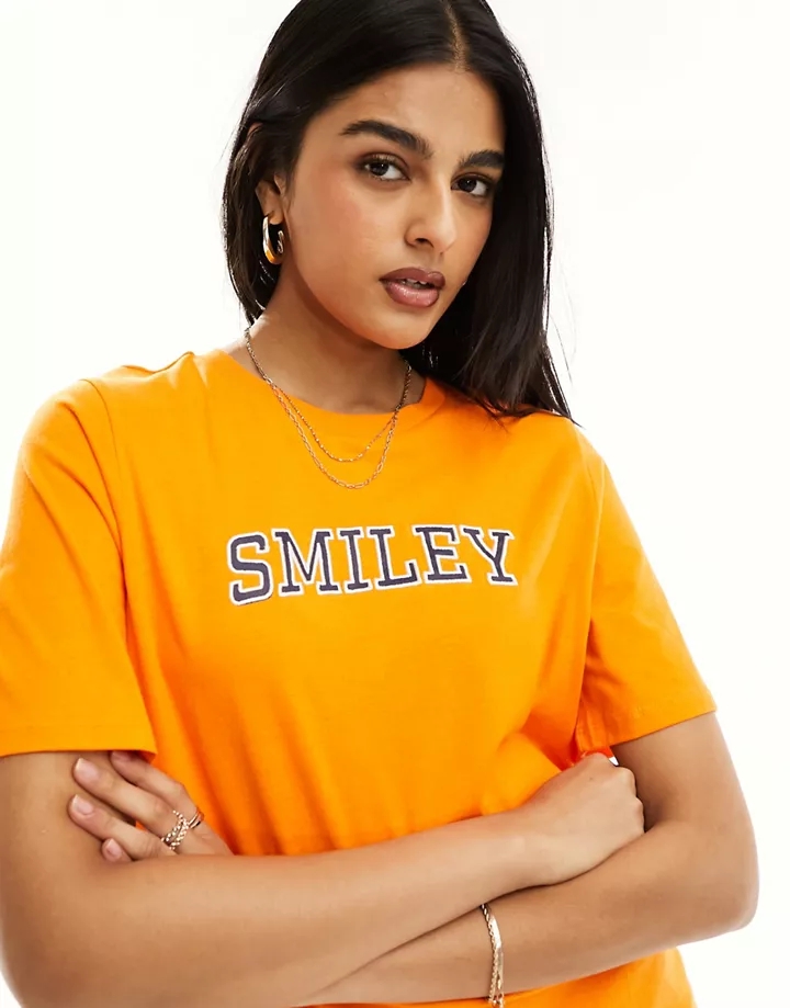 Camiseta naranja con diseño bordado de Pieces Naranja FhgaXG3w