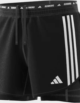 Pantalones cortos negros con diseño 2 en 1 y detalle de 3 rayas Own the Run de adidas Negro FlDAFMcu