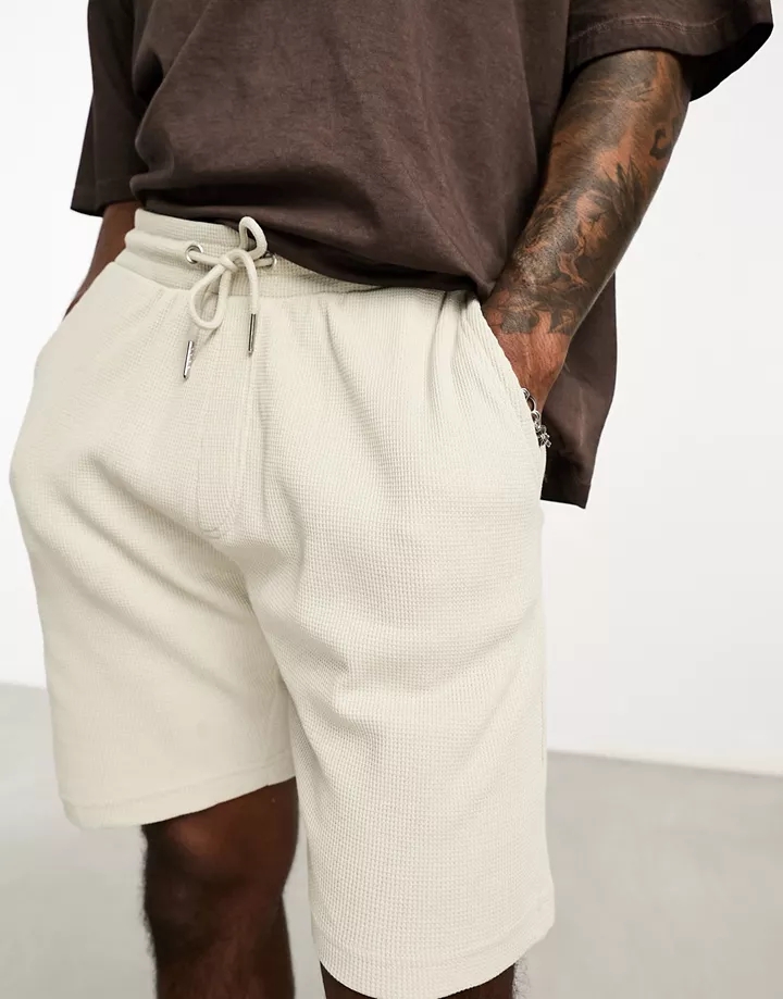 Pantalones cortos beis de punto de arroz de Only & Sons