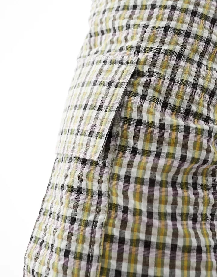 Pantalones cortos cargo a cuadros de corte skater de tejido texturizado de DESIGN Multicolor Fm5Q5O0j