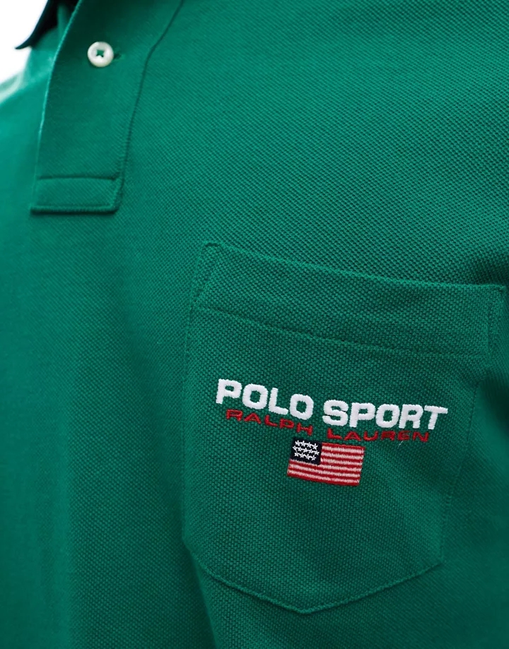Polo verde oscuro de corte clásico extragrande con logo de emblema de la colección cápsula Sport de Polo Ralph Lauren Verde FnsFFVei
